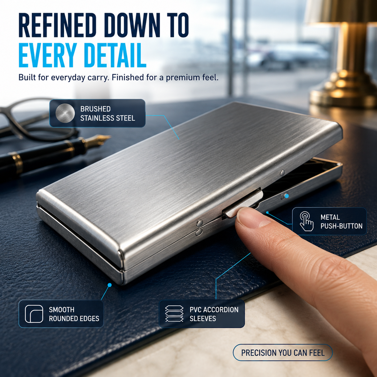 π₯RFID-Blocking Stainless Steel Card Wallet β Organized, Secure & Pocket-Ready π