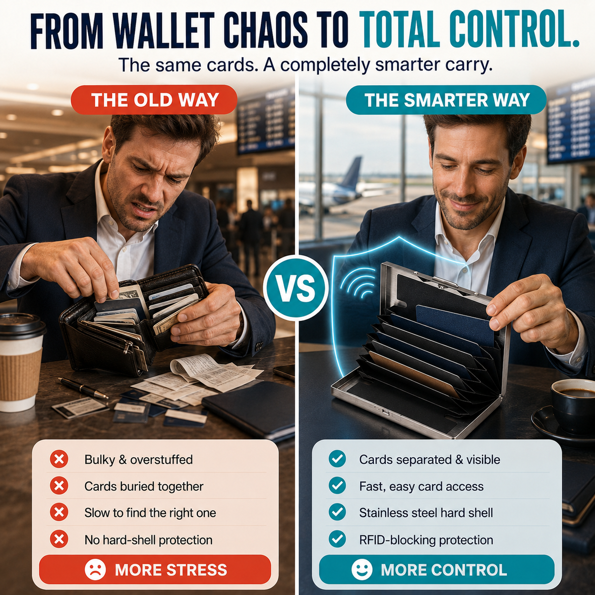 π₯RFID-Blocking Stainless Steel Card Wallet β Organized, Secure & Pocket-Ready π